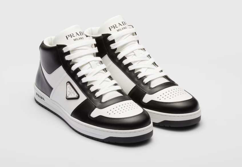 PRADA Downtown leather high-top sneakers