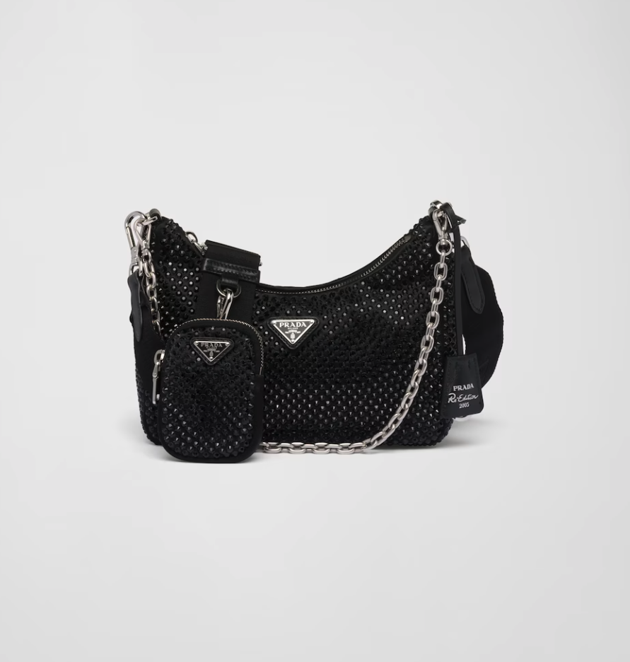 PRADA Re-Edition 2005 satin bag with crystals